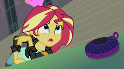 Size: 1920x1080 | Tagged: safe, screencap, sunset shimmer, equestria girls, friendship games bloopers, g4, my little pony equestria girls: friendship games, magic capture device, solo