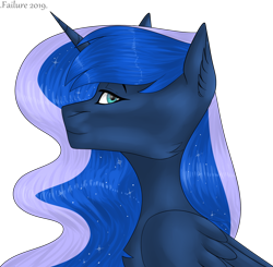 Size: 2000x1962 | Tagged: safe, artist:toptian, princess luna, alicorn, pony, g4, bust, female, mare, simple background, solo, transparent background