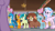 Size: 1366x768 | Tagged: safe, screencap, gallus, ocellus, sandbar, silverstream, smolder, twilight sparkle, yona, alicorn, changedling, changeling, classical hippogriff, dragon, earth pony, griffon, hippogriff, pony, yak, g4, my little pony: friendship is magic, the hearth's warming club, bow, cloven hooves, colored hooves, dragoness, female, hair bow, jewelry, male, monkey swings, necklace, teenager