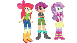 Size: 5120x2880 | Tagged: safe, artist:gmaplay, apple bloom, scootaloo, sweetie belle, equestria girls, g4, my little pony equestria girls: better together, boots, cutie mark crusaders, shoes, simple background, transparent background