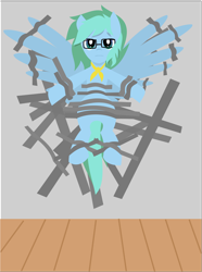 Size: 2718x3646 | Tagged: safe, artist:samsailz, oc, oc:sailz, pegasus, pony, bondage, duct tape, floor, glasses, hanging, high res, looking at you, neckerchief, poker face, spread wings, stuck, tape, tape bondage, taped to the wall, unamused, wall, wings