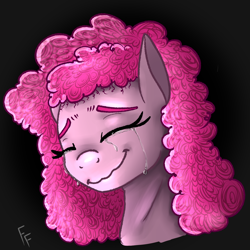 Size: 1268x1267 | Tagged: safe, artist:ponykittenboi, pinkie pie, earth pony, pony, g4, the beginning of the end, alternate hairstyle, crying, eyebrows, scene interpretation, solo