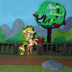 Size: 894x894 | Tagged: safe, alternate version, artist:malte279, part of a set, applejack, earth pony, pony, g4, craft, embossing, irl, metal foil, photo, relief