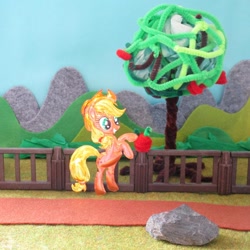 Size: 1024x1024 | Tagged: safe, artist:malte279, part of a set, applejack, earth pony, pony, g4, craft, embossing, irl, metal foil, photo, relief