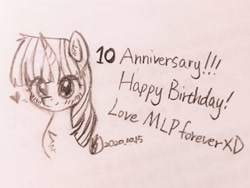 Size: 3264x2448 | Tagged: safe, artist:inaba_hitomi, twilight sparkle, pony, mlp fim's tenth anniversary, g4, happy birthday mlp:fim, high res, solo, traditional art