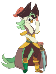 Size: 2448x3264 | Tagged: safe, artist:supahdonarudo, captain celaeno, parrot pirates, g4, my little pony: the movie, amputee, crystal, hat, high res, peg leg, pirate, pirate hat, prosthetic leg, prosthetic limb, prosthetics, simple background, sword, transparent background, weapon