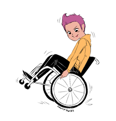 Size: 949x988 | Tagged: safe, artist:syrupyyy, scootaloo, human, g4, :p, alternate universe, clothes, disabled, female, flats, handicapped, hoodie, humanized, jeans, pants, shoes, simple background, socks, solo, tongue out, wheelchair, white background