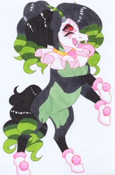 Size: 2562x3887 | Tagged: safe, artist:frozensoulpony, oc, oc:vinyasa fae, pony, clothes, costume, high res, nightmare night costume, solo, traditional art