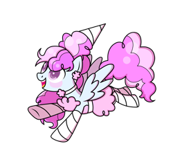 Size: 918x870 | Tagged: safe, artist:kb-gamerartist, cotton sky, pegasus, pony, g4, blushing, choker, clothes, costume, cotton candy, ear piercing, earring, female, flying, halloween, halloween costume, holiday, jewelry, mare, nightmare night, nightmare night costume, open mouth, piercing, simple background, socks, solo, striped socks, transparent background