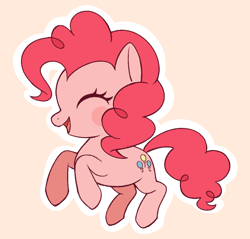 Size: 978x934 | Tagged: safe, artist:mangozone, artist:sallyzone, pinkie pie, earth pony, pony, g4, cute, diapinkes, eyes closed, female, mare, open mouth, pink background, profile, simple background, solo