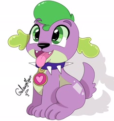 Size: 1924x2048 | Tagged: safe, artist:galaxynightt, spike, dog, equestria girls, g4, cute, male, open mouth, simple background, sitting, solo, spikabetes, spike the dog, tongue out, white background