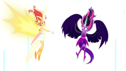 Size: 1920x1080 | Tagged: safe, screencap, sci-twi, sunset shimmer, twilight sparkle, equestria girls, g4, my little pony equestria girls: friendship games, bare shoulders, daydream shimmer, midnight sparkle, sleeveless, strapless, take my hand