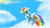 Size: 441x248 | Tagged: safe, artist:buttonmash, rainbow dash, pegasus, pony, g4, my little pony: friendship is forever, blue pony, butt, cloud, illustration, plot, rainbow, sky, solo, wings