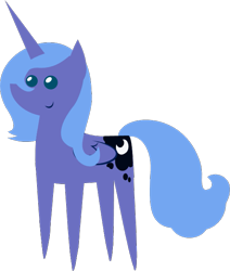 Size: 559x660 | Tagged: safe, artist:zacatron94, edit, editor:slayerbvc, princess luna, alicorn, pony, g4, accessory-less edit, cropped, female, mare, missing accessory, pointy ponies, s1 luna, simple background, smiling, solo, transparent background, vector