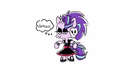 Size: 3921x2206 | Tagged: safe, artist:kyssimmee, starlight glimmer, pony, unicorn, g4, alternate hairstyle, bipedal, clothes, dress, edgelight glimmer, glimmer goth, goth, high res, makeup, skull, smiling, solo