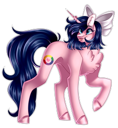 Size: 2288x2492 | Tagged: safe, artist:birdbiscuits, oc, oc only, oc:crackerjack, pony, unicorn, bow, female, hair bow, high res, mare, simple background, solo, transparent background
