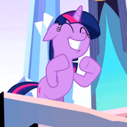 Size: 540x540 | Tagged: safe, screencap, twilight sparkle, pony, unicorn, g4, the crystal empire, adorkable, animated, bipedal, clapping, cropped, cute, dork, female, floppy ears, gif, grin, happy, mare, smiling, solo, twiabetes, unicorn twilight