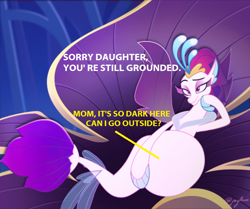 Size: 626x524 | Tagged: safe, artist:metalface069, edit, queen novo, seapony (g4), g4, my little pony: the movie, belly, big belly, fetish, grounded, implied princess skystar, implied unbirthing, implied vore, incest, ocean, post-vore, pregnant, queen novore, seaquestria, solo, underwater, vore, water