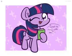 Size: 3250x2560 | Tagged: dead source, safe, artist:php142, twilight sparkle, alicorn, pony, g4, book, cute, female, high res, mare, missing cutie mark, one eye closed, open mouth, raised hoof, solo, twiabetes, twilight sparkle (alicorn), wink