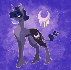 Size: 1815x1798 | Tagged: safe, artist:iheyyasyfox, oc, oc only, pony, unicorn, coat markings, concave belly, curved horn, cutie mark, horn, leonine tail, magical lesbian spawn, male, offspring, parent:princess luna, parent:rarity, parents:rariluna, slender, solo, stallion, standing, tail, thin, unshorn fetlocks