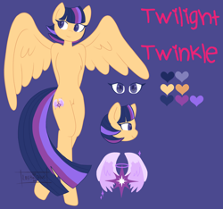 Size: 1024x958 | Tagged: safe, artist:lolitablue, oc, oc only, oc:twilight twinkle, pegasus, semi-anthro, bust, female, offspring, parent:flash sentry, parent:twilight sparkle, parents:flashlight, pegasus oc, reference sheet, wings