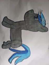 Size: 3024x4032 | Tagged: safe, artist:newbponeartist, oc, oc only, oc:blue twists, pony, sideways image, solo, traditional art