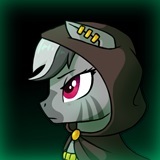 Size: 160x160 | Tagged: safe, artist:dipfanken, oc, oc:zambezi, zebra, fallout equestria, game: fallout equestria: remains, bust, cropped, game screencap, gradient background, portrait, solo