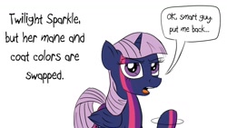 Size: 1200x675 | Tagged: safe, artist:pony-berserker, twilight sparkle, alicorn, pony, pony-berserker's twitter sketches, g4, recolor, solo, talking to viewer, twilight sparkle (alicorn), twilight sparkle is not amused, unamused