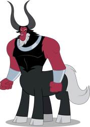 Size: 5719x8000 | Tagged: safe, artist:fruft, lord tirek, centaur, g4, antagonist, beard, clenched fist, cloven hooves, evil smile, facial hair, grin, horns, male, muscles, nose piercing, nose ring, piercing, septum piercing, shackles, shadow, simple background, smiling, solo, transparent background, vector
