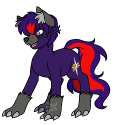 Size: 835x900 | Tagged: safe, artist:silentwolf-oficial, oc, oc only, earth pony, pony, wolf, clothes, costume, earth pony oc, signature, simple background, solo, transparent background