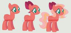Size: 914x432 | Tagged: safe, artist:lavaroses, artist:selenaede, oc, oc only, pegasus, pony, base used, bow, freckles, green eyes, hair bow, offspring, parent:big macintosh, parent:fluttershy, parents:fluttermac, simple background, solo, watermark
