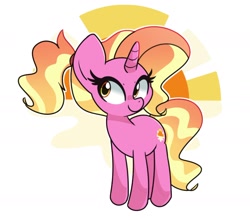 Size: 2184x1919 | Tagged: safe, artist:kindakismet, luster dawn, pony, unicorn, g4, cute, cutie mark background, female, lusterbetes, mare, simple background, solo, white background