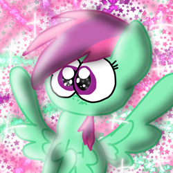 Size: 1080x1080 | Tagged: safe, artist:crossovercartoons, banana bliss, pegasus, pony, g4, abstract background, big eyes, cute, digital art, pleading, pleading eyes, solo