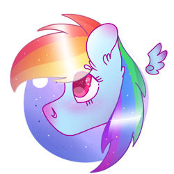 Size: 768x768 | Tagged: safe, artist:valkiria, derpibooru exclusive, rainbow dash, pegasus, pony, g4, cute, ear fluff, female, mare, simple background, solo, white background, wings