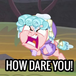 Size: 1080x1080 | Tagged: safe, edit, edited screencap, screencap, cozy glow, pony, frenemies (episode), g4, angry, cozy glow is best facemaker, gums, how dare you?, solo