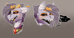 Size: 1600x816 | Tagged: safe, artist:conmanwolf, oc, oc only, draconequus, bust, gradient background, mummy, portrait, solo