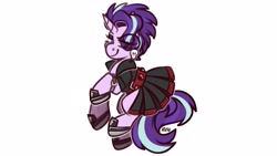 Size: 3555x2000 | Tagged: safe, artist:lrusu, gameloft, starlight glimmer, pony, unicorn, g4, alternate hairstyle, clothes, dress, ear piercing, earring, edgelight glimmer, glimmer goth, goth, high res, jewelry, piercing, skull, smiling, smirk, solo