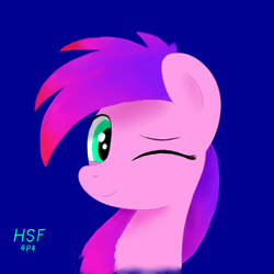 Size: 750x750 | Tagged: safe, artist:hsf, oc, oc only, oc:天雨(hsf), earth pony, pony, bust, female, looking at you, mare, one eye closed, portrait, solo