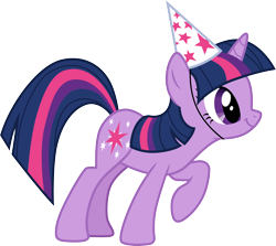 Size: 3368x3000 | Tagged: safe, artist:cloudy glow, twilight sparkle, pony, unicorn, g4, party of one, hat, high res, party hat, simple background, solo, transparent background, unicorn twilight, vector
