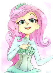 Size: 1170x1600 | Tagged: safe, artist:fuyugi, fluttershy, equestria girls, g4, my little pony equestria girls: better together, so much more to me, cute, female, looking at you, open mouth, shyabetes, simple background, solo, white background