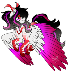 Size: 1536x1660 | Tagged: safe, artist:silentwolf-oficial, oc, oc only, pegasus, pony, ethereal mane, makeup, pegasus oc, simple background, smiling, solo, starry mane, transparent background, two toned wings, wings