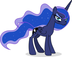 Size: 4783x3797 | Tagged: safe, artist:inaactive, edit, editor:slayerbvc, princess luna, alicorn, pony, a royal problem, g4, absurd resolution, accessory-less edit, angry, bags under eyes, bare hooves, female, grumpy, mare, missing accessory, show accurate, simple background, solo, transparent background, vector