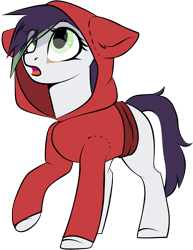 Size: 1088x1412 | Tagged: safe, artist:cloud-fly, artist:etcheddaydream, oc, oc only, oc:juniper, pony, clothes, gift art, hoodie, open mouth, simple background, solo, transparent background