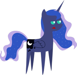 Size: 1871x1827 | Tagged: safe, artist:sketchmcreations, edit, editor:slayerbvc, princess luna, alicorn, pony, g4, accessory-less edit, cropped, female, mare, missing accessory, open mouth, pointy ponies, simple background, solo, transparent background, vector