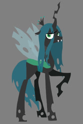 Size: 556x833 | Tagged: safe, artist:miss-zi-zi, queen chrysalis, changeling, changeling queen, g4, colored, crown, female, flat colors, gray background, jewelry, lineless, regalia, simple background, solo