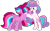 Size: 1615x1002 | Tagged: safe, artist:徐詩珮, princess flurry heart, oc, oc:bubble sparkle, bubbleverse, g4, alternate universe, base used, cousins, female, magical lesbian spawn, magical threesome spawn, multiple parents, next generation, offspring, older, older flurry heart, parent:glitter drops, parent:spring rain, parent:tempest shadow, parent:twilight sparkle, parents:glittershadow, parents:sprglitemplight, parents:springdrops, parents:springshadow, parents:springshadowdrops, simple background, transparent background