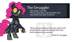 Size: 1280x700 | Tagged: safe, artist:emp-bomber, pinkie pie, g4, bodysuit, clothes, crossover, gun, starcrawlers, weapon, who needs trigger fingers