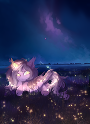 Size: 1000x1382 | Tagged: safe, artist:magicbalance, oc, oc only, oc:nebula eclipse, bat pony, firefly (insect), insect, pony, bat pony oc, bat wings, commission, night, solo, wings, ych result