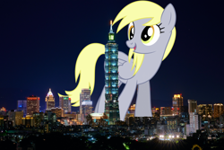 Size: 3300x2200 | Tagged: safe, edit, editor:jaredking779, derpy hooves, pegasus, pony, g4, background pony, city, derpyzilla, female, giant derpy hooves, giant pegasus, giant pony, giantess, high res, highrise ponies, irl, macro, mare, mega giant, photo, ponies in real life, taipei, taiwan