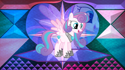 Size: 3840x2160 | Tagged: safe, artist:laszlvfx, artist:shootingstarsentry, edit, princess flurry heart, alicorn, pony, g4, female, high res, jewelry, mare, older, older flurry heart, regalia, solo, wallpaper, wallpaper edit